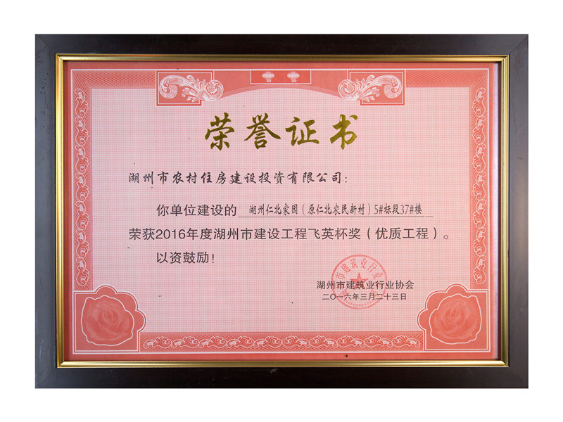 2016年度市建设工程飞英杯奖（优质工程）——仁北家园5#37楼、、47楼